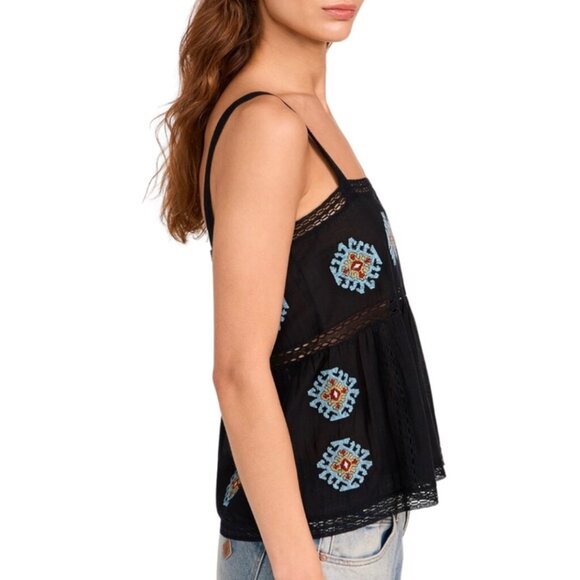 The Great. The Roam Top with Folklore Embroidery Black Size 0 Cowgirl Boho - Picture 11 of 11